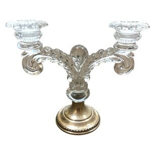 Vintage Cambridge Glass Martha 2 Light Candelabra Sterling Silver Weighted Base